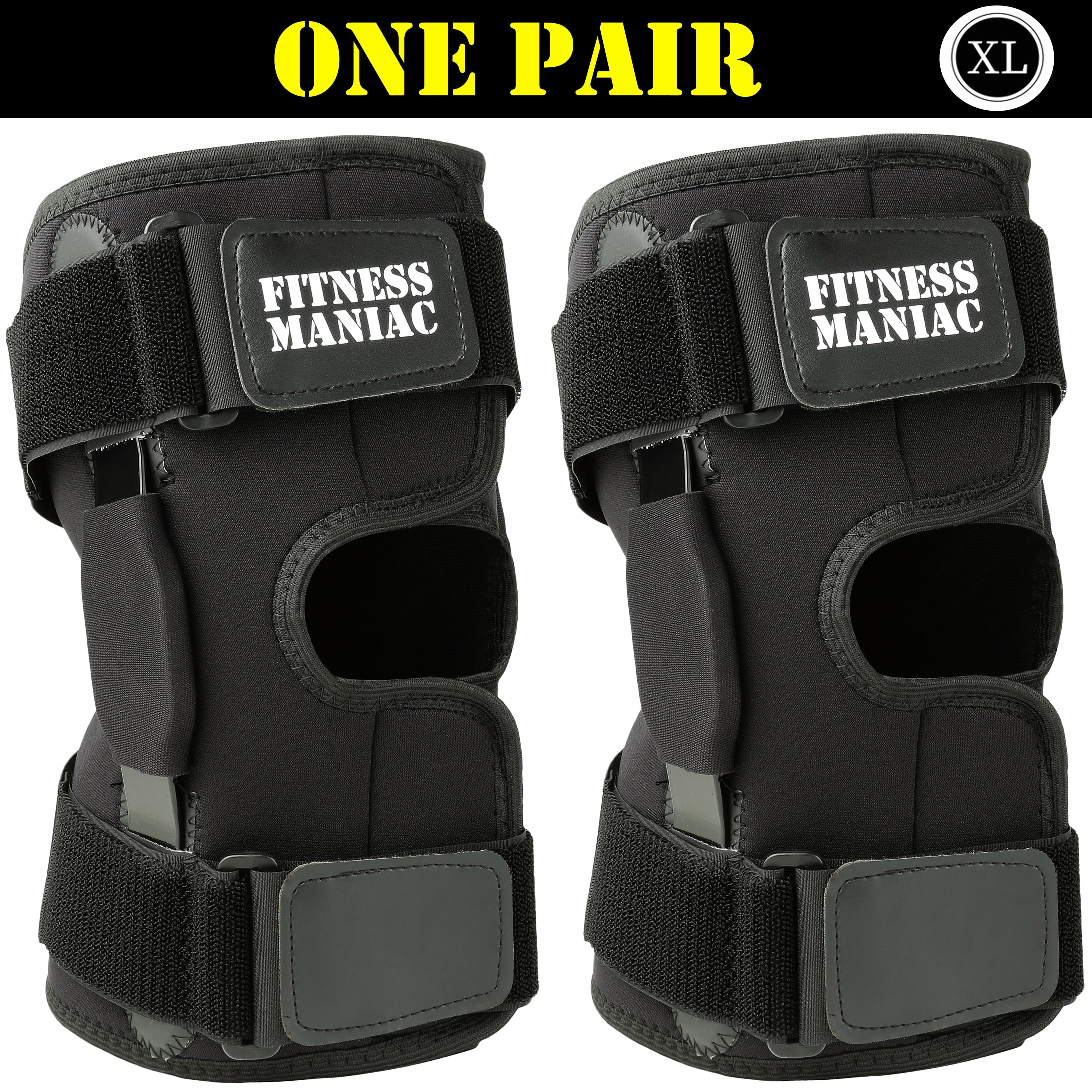 2X Hinged Knee Brace Adjustable Wraparound Open Patella Support Neoprene Xlarge