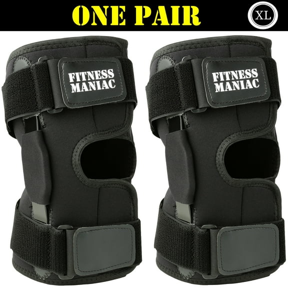 2X Hinged Knee Brace Adjustable Wraparound Open Patella Support Neoprene Xlarge