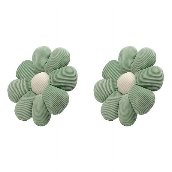 2X Home Decor Flower Pillow - Decorative , Flower Throw Pillow for Living Room, Kids Room, Car, Bedroom Green