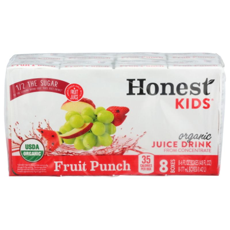 2X - Honest Kids Organic Kids Fruit Punch Juice Boxes 8 Pack 8 x 6 fl oz