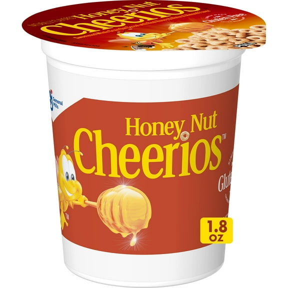 2X - Honey Nut Cheerios Heart Healthy Cereal Cup, 1.8 Oz Single Serve Cereal Cup