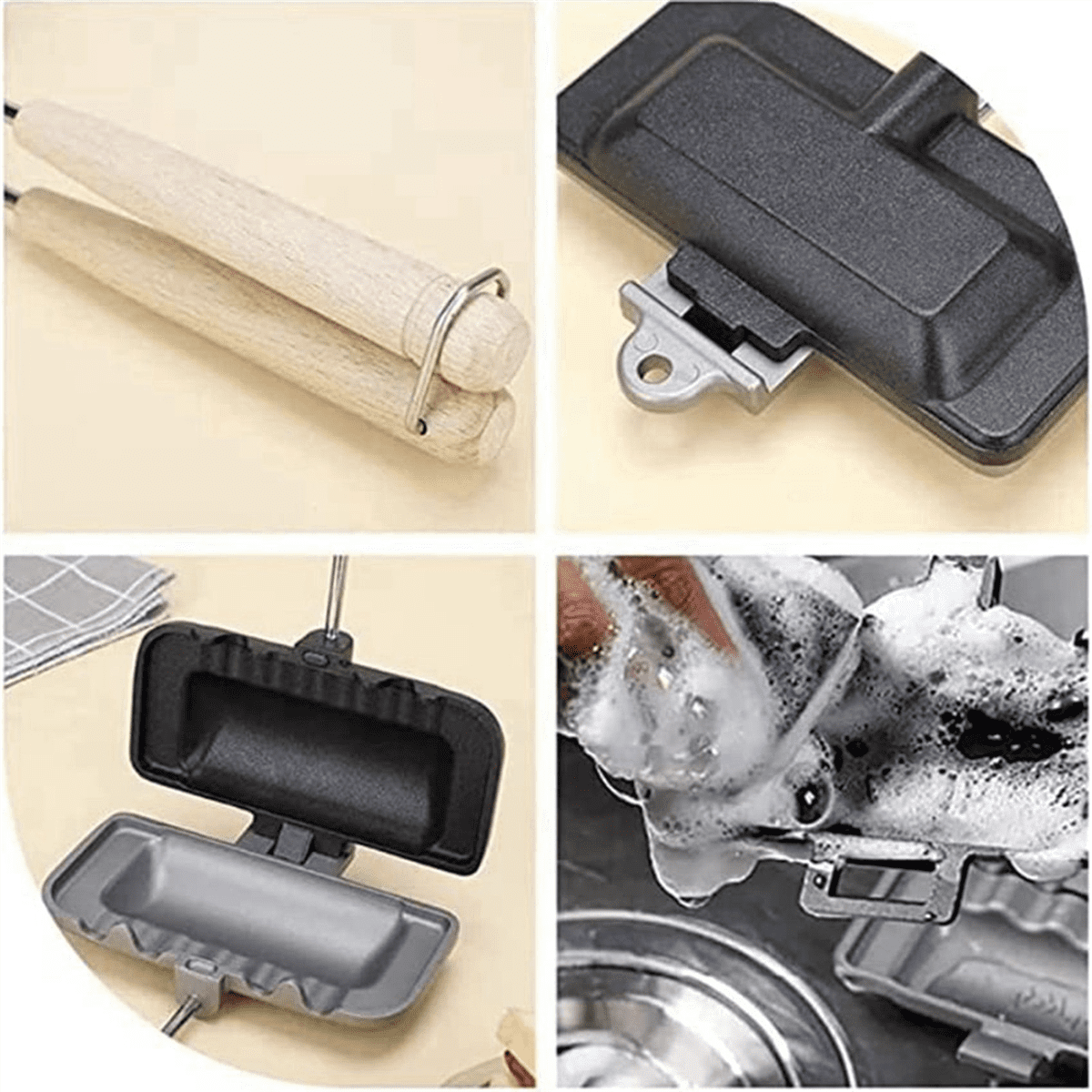 2X Hot Dog Toaster, DoubleSided Sandwich Baking Pan, Cheese Maker