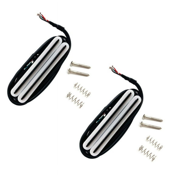 2X Hot Rail Pickups Double Track 11K Alnico5 Guitar Pickup Fit Strat Tele Electric Guitar, White,2x Guitar pickup 4x screw 4x spring,white & black