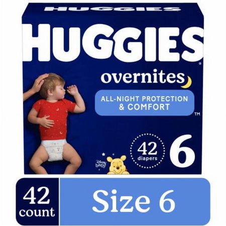 2X - Huggies OverNites Baby Diapers Size 6 (35+ lbs)