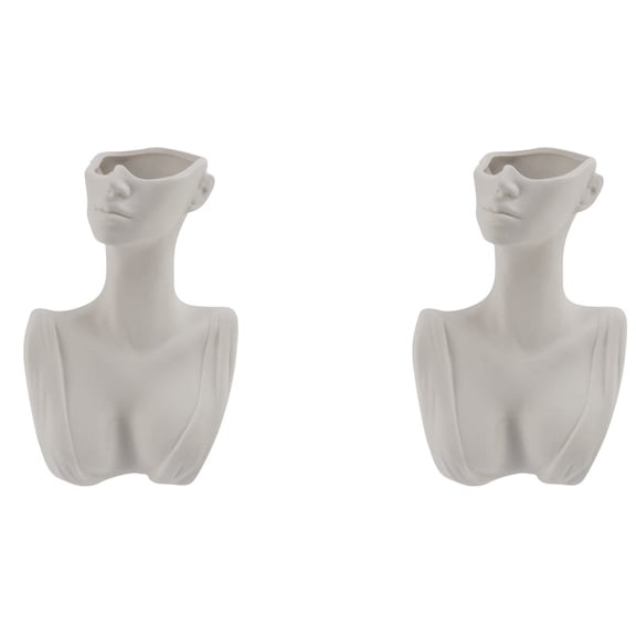 2X  Human Head Face Flower Vases Portrait Vase Decorative Nordic Flower Pot Ornament Ceramics Statue Crafts Home