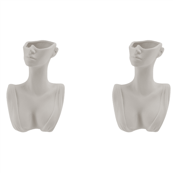 2X Human Head Face Flower Vases Portrait Vase Decorative Nordic Pot Ornament Ceramics Statue Crafts Home