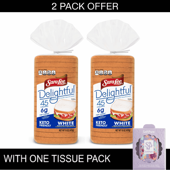 2X I Sara Lee Delightful White Bread, 15 oz, White Bread, Bags & Tissue Pack