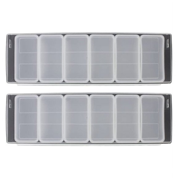 2X Ice Cooled Condiment Serving Container Chilled Garnish Tray Bar for Home Work Six Grid Seasoning Box,2xSeasoning case,black & white