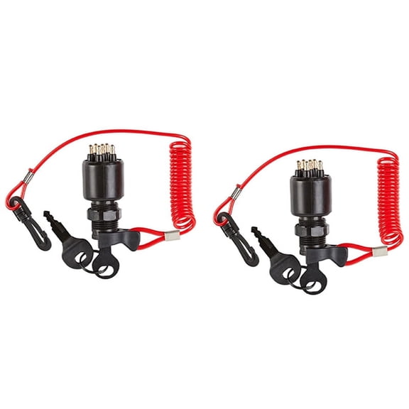 2X Ignition Switch Key Safety Lanyard Lock Assembly for 1996 Up Evinrude 5005801 for Evinrude