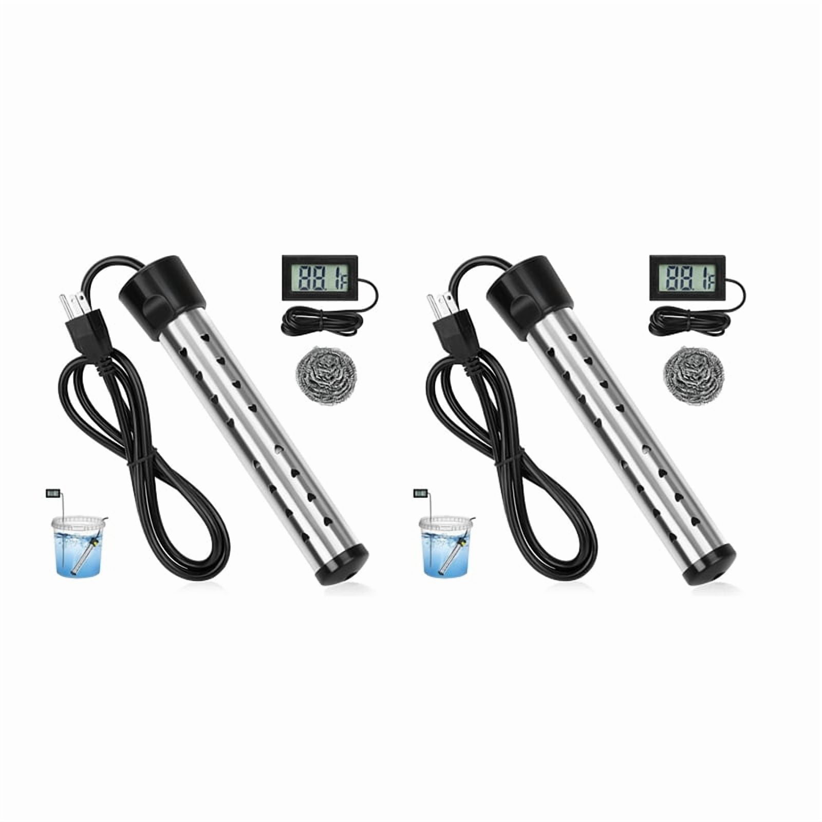 2X Immersion Water Heater, 1500W Bucket Heater with 304 Stainless Steel Guard, Heats Electric Water Heater Us Plug