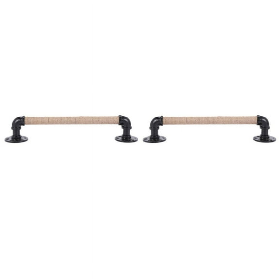 2X Industrial Style Pipe Furniture Handle Barn Sliding Wooden Door Handles Black Vintage Wrought Iron Rope Handle