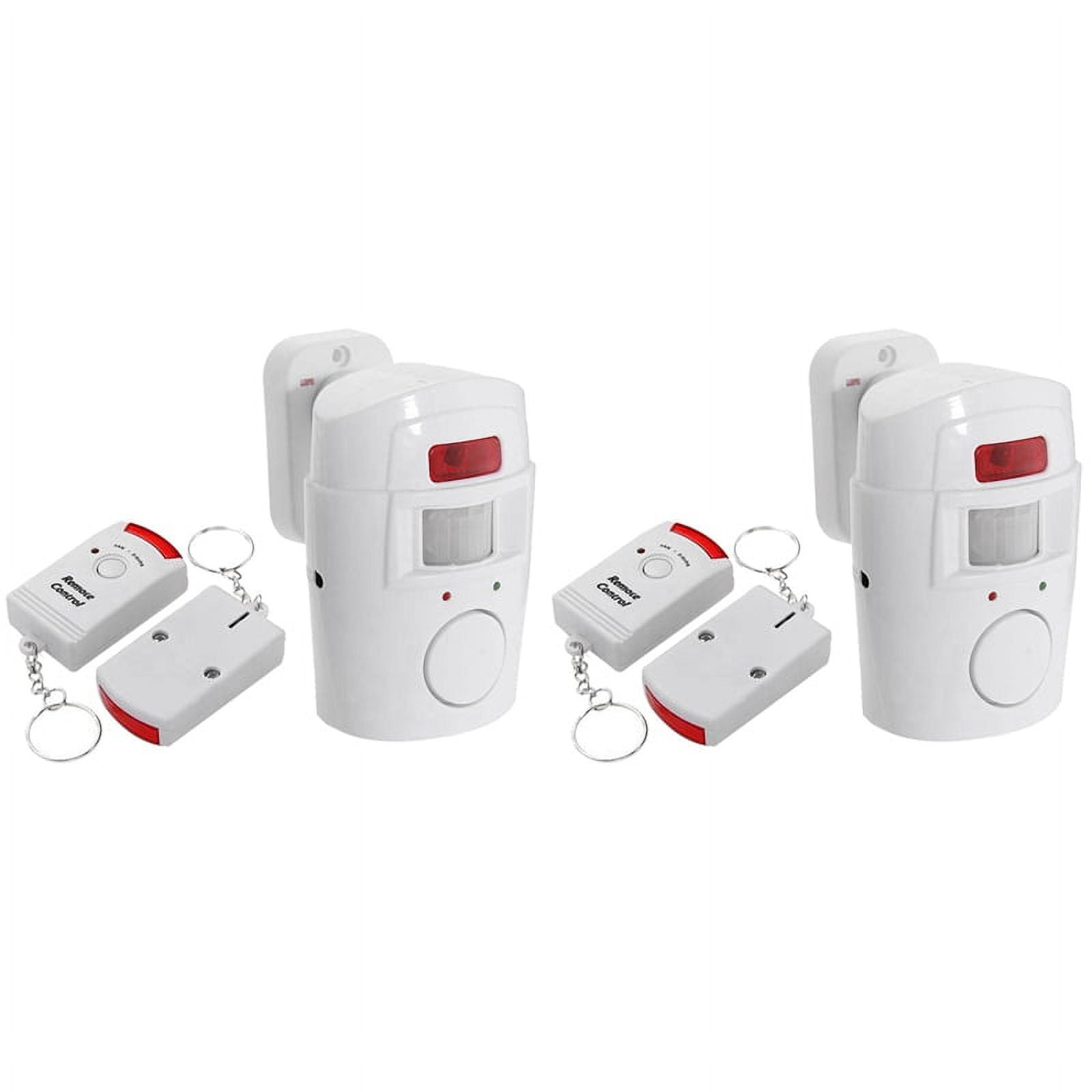 2X Infrared Motion Sensor Alarm Burglar Alarm with 4 Remote Controls