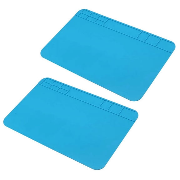 2X Insulation Silicone Soldering Repair Mat Heat Work Pad for Mobile Phone PCB BGA Soldering Iron Repair Pad,2*Repair Mat,Blue