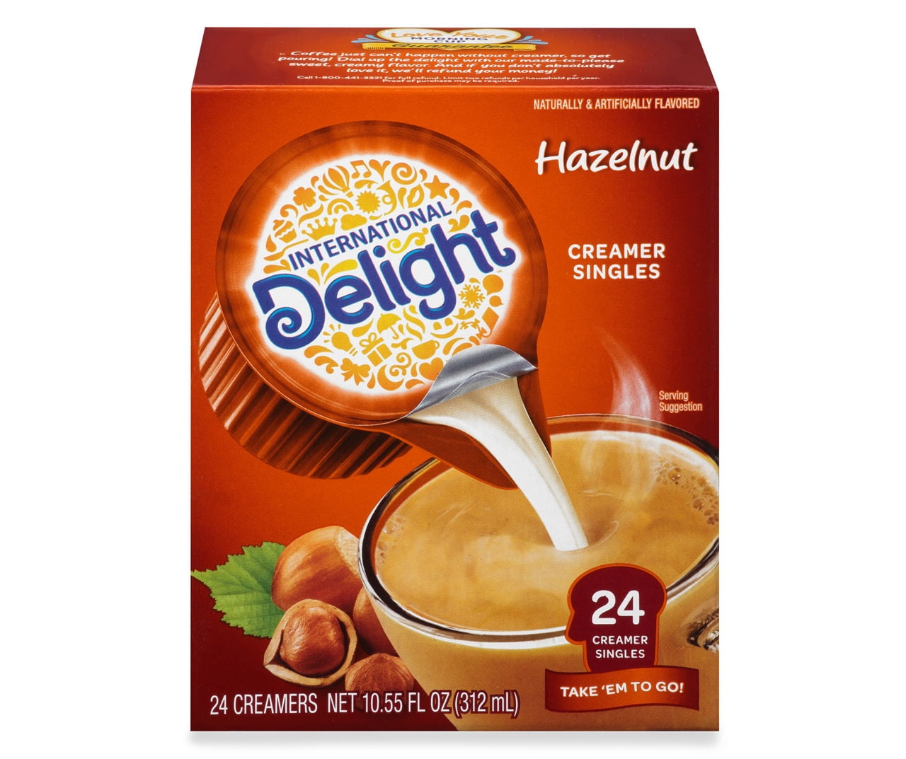 2X International Delight Coffee Creamer Singles, Hazelnut, Shelf