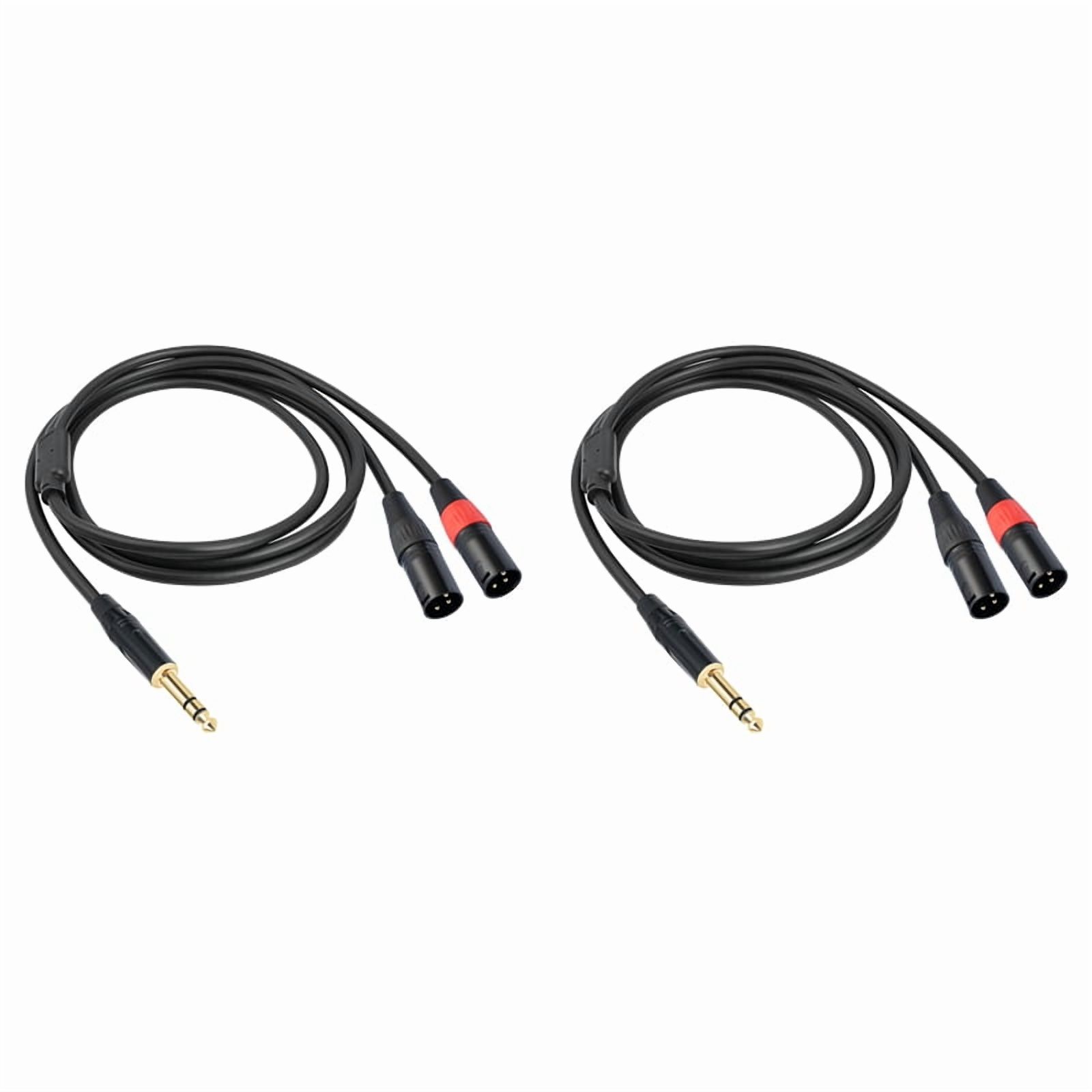 2X Jack 6.35mm 1/4 TRS Stereo to Double XLR Male Audio Cable Extension Cable Y Splitter Audio Cable 200cm,2x Audio Cable,Black