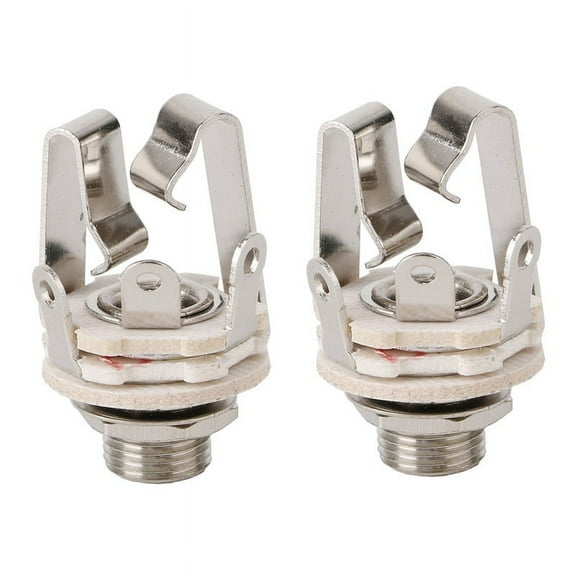 2X Jack 6.5 Two-Channel Audio Cable Connector Plug Socket with A Switch Stereo 6.5 Female for Guitar,2 x two-channel Socket,Silver