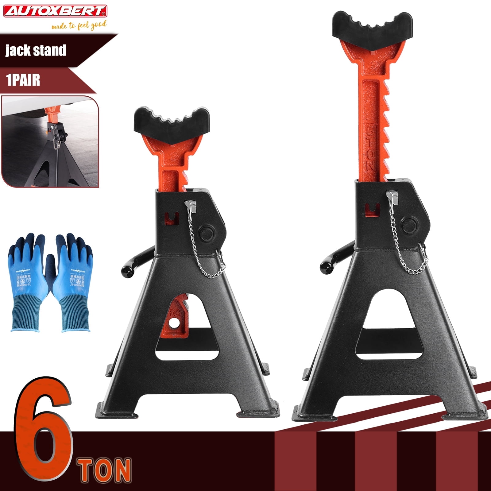2X Jack Stands Car Jack Stands 6T (13,000 lbs) Capacity Double Locking Universal