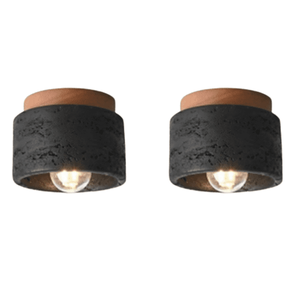 2X Japanese Style Wabi-Sabi Ceiling Light E27 Three Color Dimming for Kitchen Hallway Living Room Study Hall Tea Room A,2 x Wooden Ceiling Lamps,Wood Color