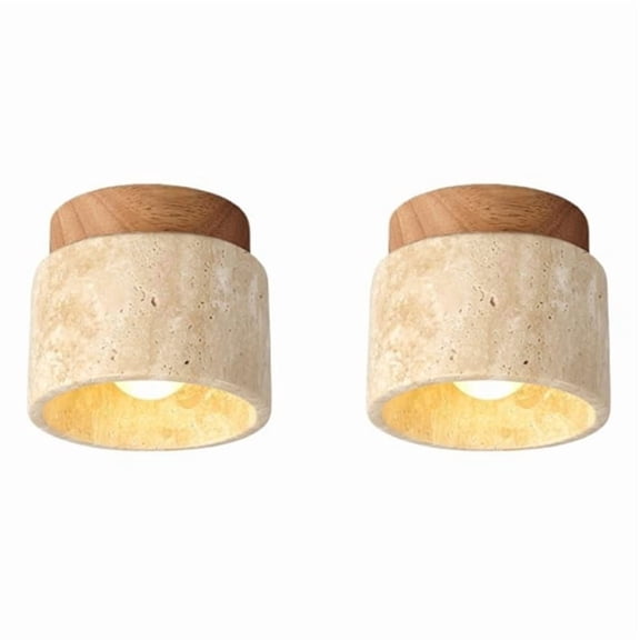 2X Japanese Style Wabi-Sabi Wooden Ceiling Lamp E27 Three Color Dimming for Kitchen Hallway Living Room A,2 x Wooden Ceiling Lamps,Wood Color