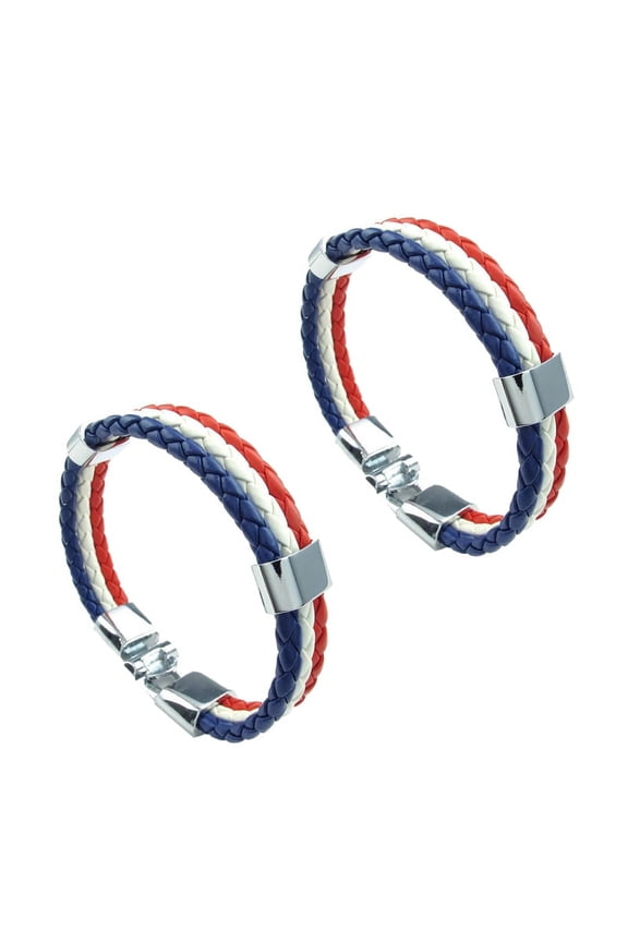 2X Jewelry Bracelet, France French Flag Bracelet, Alloy, White Red-Blue (Width 14 mm, Length 23 cm)