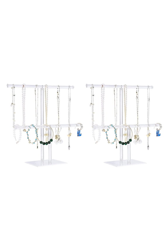 2X Jewelry Stand Necklace Holder, Jewelry Display Holder, Necklace and Bracelet Hanging Organizer, Clear Tower Stand