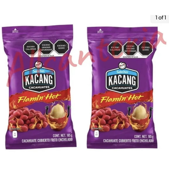 2X KACANG CACAHUATES FLAMIN HOT PEANUTS - 2 BOLSAS GRANDES 185g c/u ENVIO GRATIS