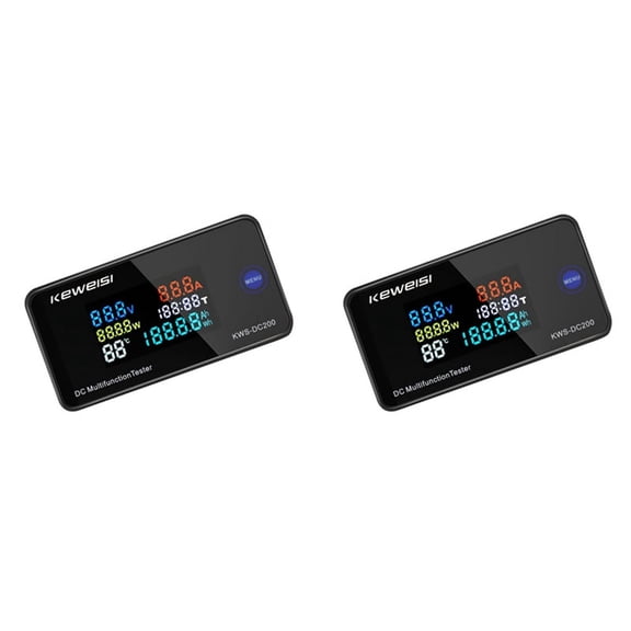 2X KEWEISI DC 0-200V Voltmeter Ammeter KWS Power Meter LED Digital DC Wattmeter Electric Meter,10A