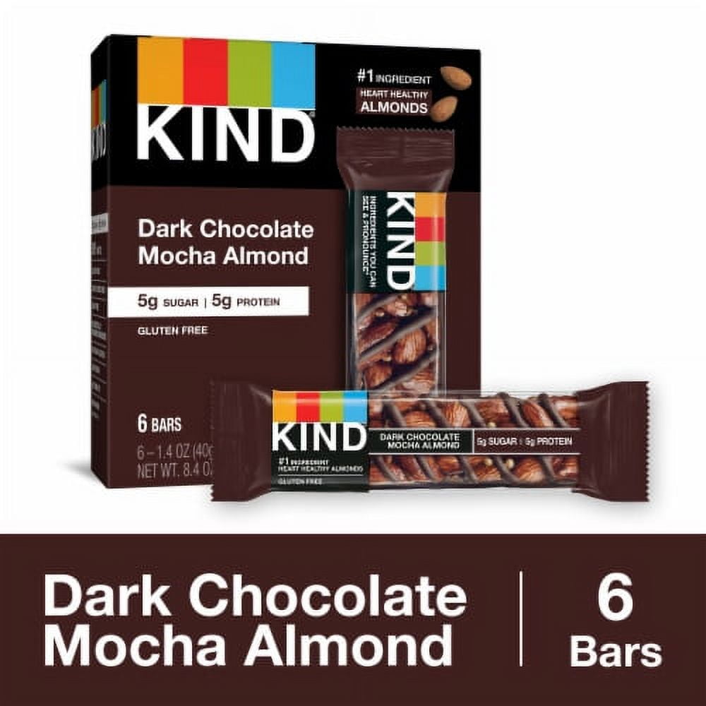 2X-KIND Gluten Free Dark Chocolate Mocha Almond Healthy Snack Bars - 1.4 oz - 6 ct