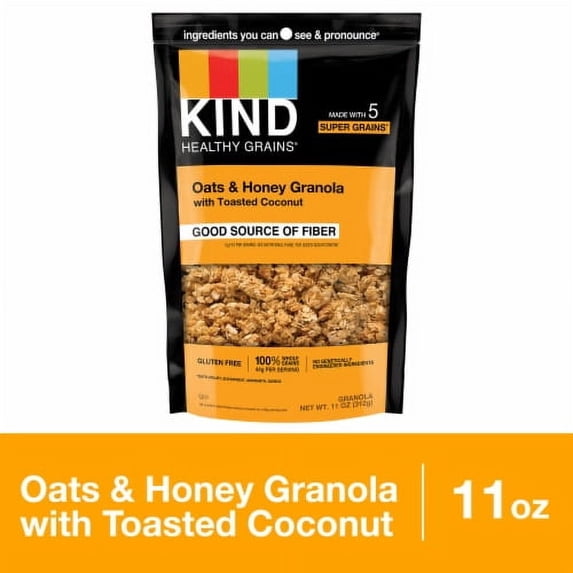 2X-KIND HEALTHY GRAINS Oats & Honey Granola with Toasted Coconut Healthy Snack Mix - 11 oz