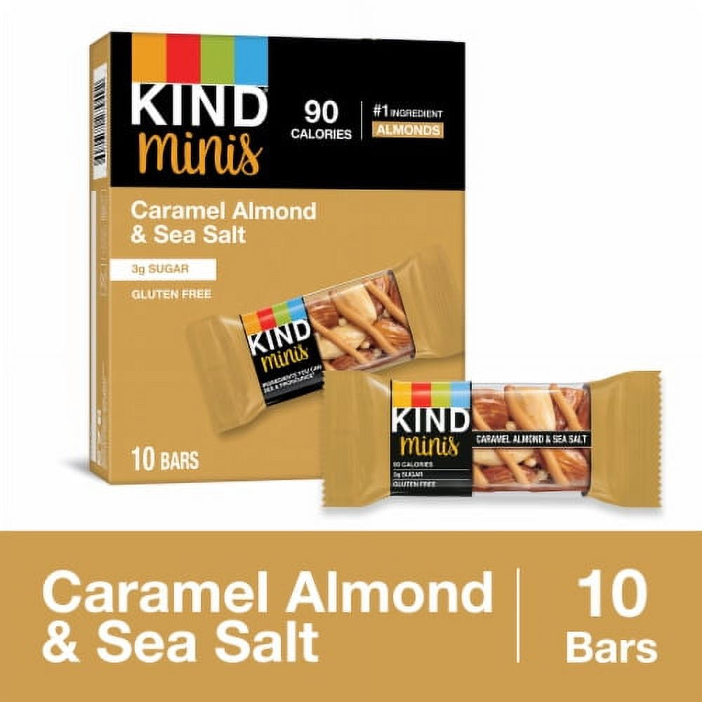 2X-KIND Minis Gluten Free Caramel Almond & Sea Salt Healthy Snack Bars - 0.7 oz - 10 ct