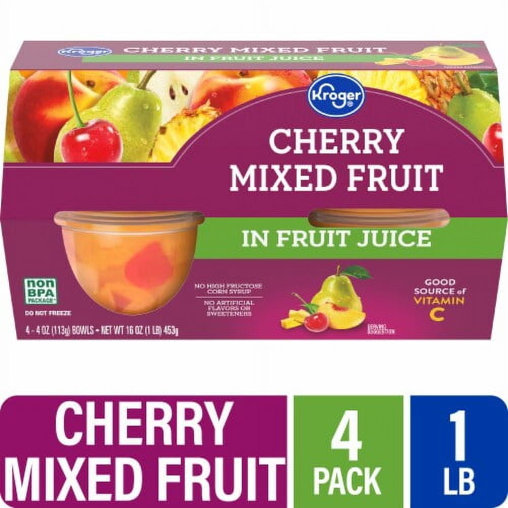 2X - KR Cherry Mixed Fruit Cups in 100% Juice 4 ct / 4 oz