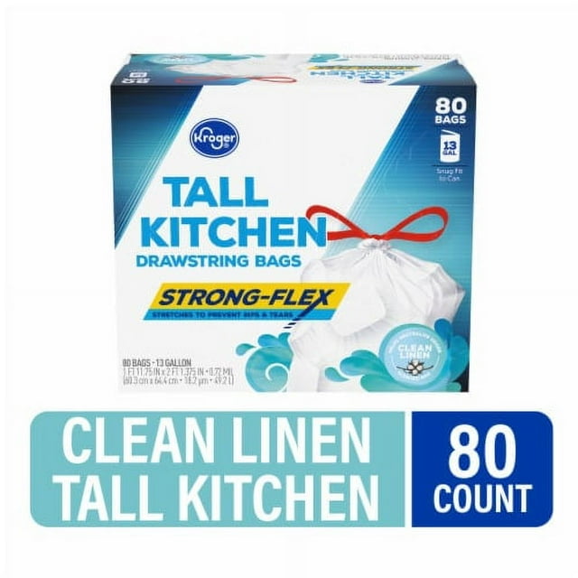 2X - KR Clean Linen Scent Strong-Flex Tall Kitchen 13 Gallon Drawstring Bags