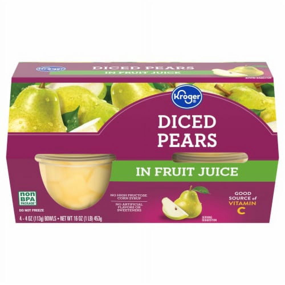 2X-KR Diced Pears in 100% Juice Fruit Cups - 4 oz - 4 ct