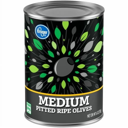 2X-KR Medium Pitted Ripe Black Olives - 6 oz