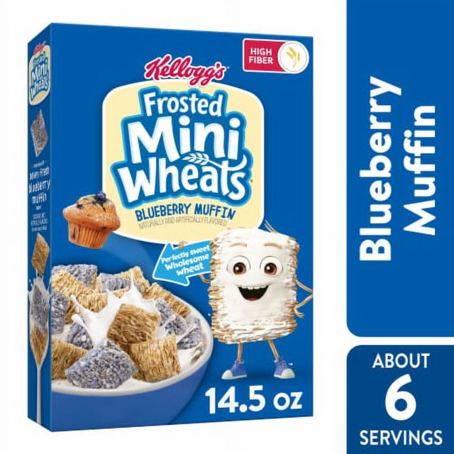 2XKellogg's Frosted MiniWheats Blueberry Muffin Family Pack Cereal