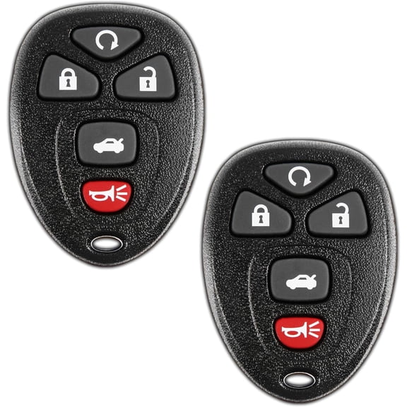 2X Key Fob Replacement for 2015 2006 2007 2008 2009 2010 2011 2012 2013 Buick Lucerne Cadillac DTS Chevrolet Chevy Impala Monte Carlo Remote, 5-Button 15912860, Locksmith Required 2011+