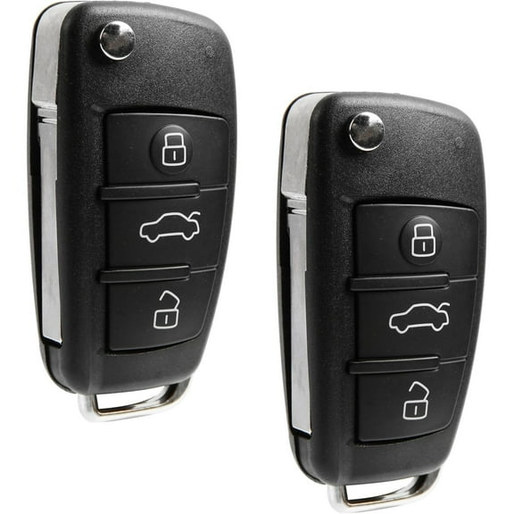 2X Key Fob Replacement Keyless Entry Remote for 2006 2007 2008 2009 2010 2011 2012 2013 2014 2015 Audi A3 A4 A5 A6 A8 Q R S TT Quattro 3-Button with Panic Flip Key (IYZ 3314, 4F0837220)