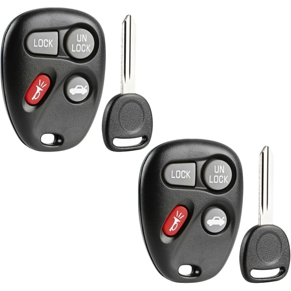 2X Keyless Entry Remote Fob with Replacement Ignition Key for Buick Lesabre Chevrolet Corvette Malibu Cadillac Deville Oldsmobile Alero Aurora Pontiac Bonneville Grand Am