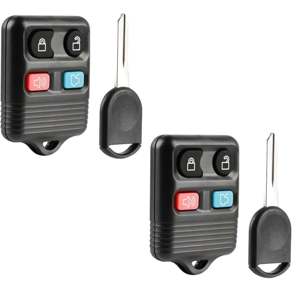2X Keyless Entry Remote Fob with Replacement Key for Ford Crown Victoria Edge Explorer Focus Mustang Lincoln MKX MKZ Navigator Mercury (CWTWB1U345, 80Bit, H84-PT, H92-PT)