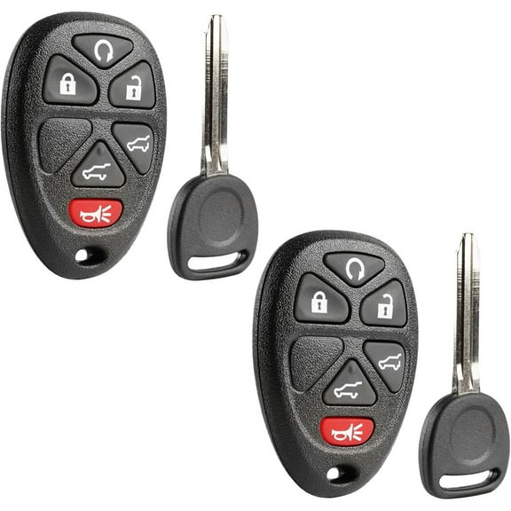 2X Keyless Entry Remote Fob with Replacement Ignition Key for Cadillac Escalade Chevrolet Suburban Tahoe Traverse Yukon (15913427, OUC60270, B111-PT)