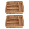 thumbnail image 1 of 2X Kitchen Drawer Organizer Cutlery Storage Basket 4 Compartments Kitchen Forks Knifes Rattan Stora, 1 of 4