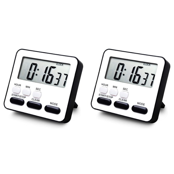 2X Kitchen Timer Count Down Count Up,Multifunctional Alarm Clock,Desk Clock,Black