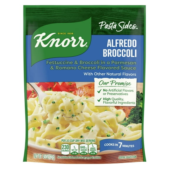 2X - Knorr Pasta Sides Alfredo Broccoli Fettuccine For Delicious Quick Pasta Side Dishes No Artificial Flavors, No Preservatives, No Added Msg 4.5 Oz
