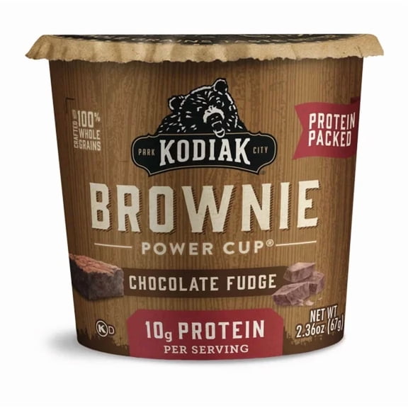 Kodiak Protein-Packed Chocolate Fudge Brownie Power Cup, 2.36 oz pack of 2