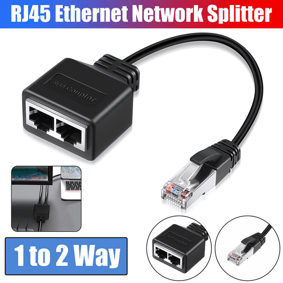 2X LAN Ethernet Adaptador RJ45 Male to 2 Female Splitter RJ45 1 to 2 Ethernet LAN Network Adapter Cable