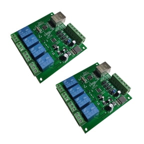 2X LAN Ethernet RJ45 IP WEB Remote Control Board with 4 Channels Relay UDP W5500 Networking Controller,2 x Networking Controller,blue