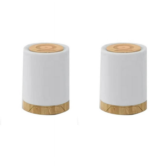 2X LED Bedside Lamp Touch Dimmable with 7 Colours and 4 Modes Wood Grain Night Light USB Rechargeable Table Lamp