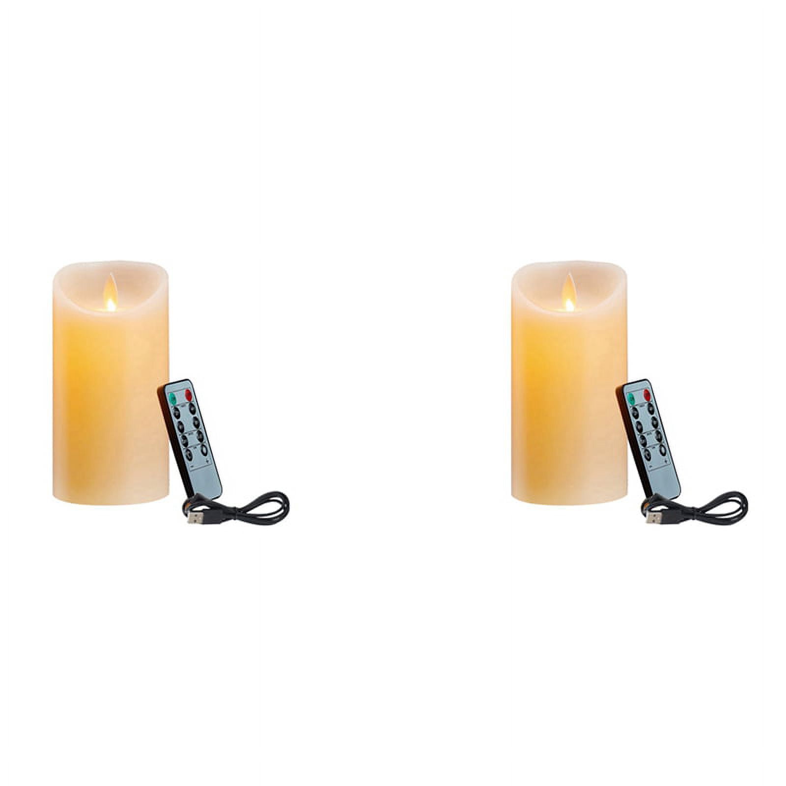 2X LED Candles, Flickering Flameless Candles, Rechargeable Candle, Real Wax Candles with ,12.5cm A