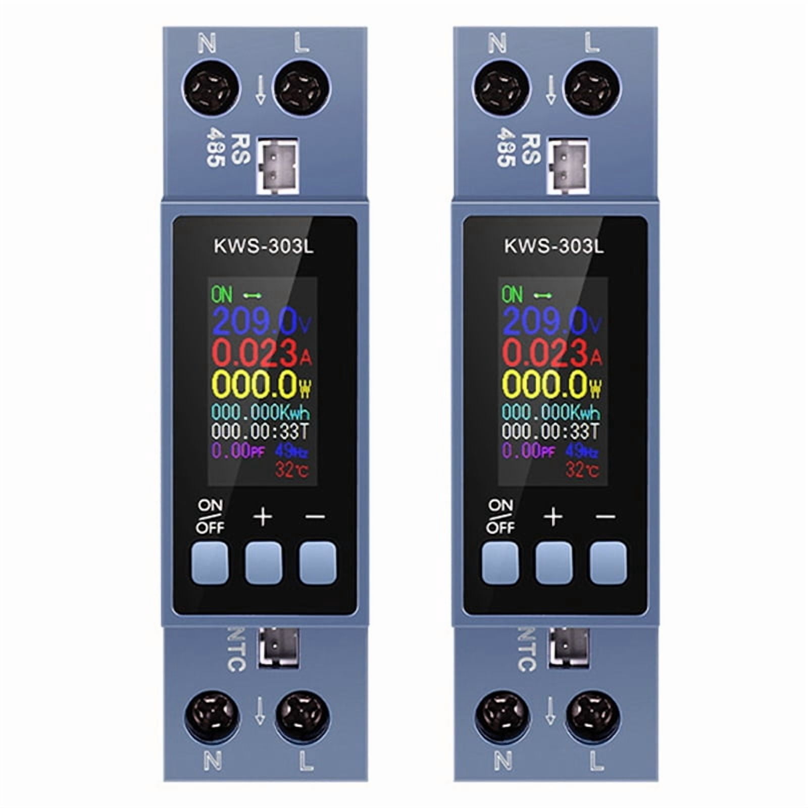 2X LED Digital  Meter Din Rail Mount Voltmeter Ammeter Wattmeter AC 100-290V with RS485 KWh Power Meter