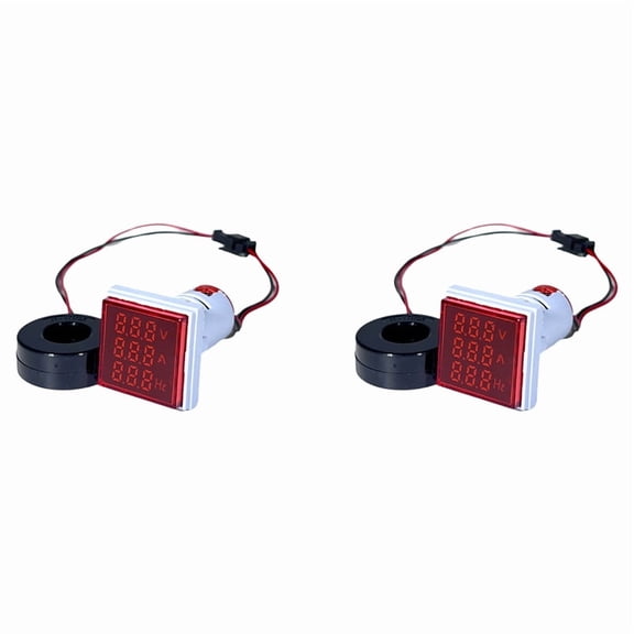 2X LED Digital Voltmeter Ammeter Hertz Meter AC6-500V Signal Lights Voltage Current Frequency Meter Indicator Tester Red,2 x LED Digital Voltmeter Ammeter Hertz Meter,Red